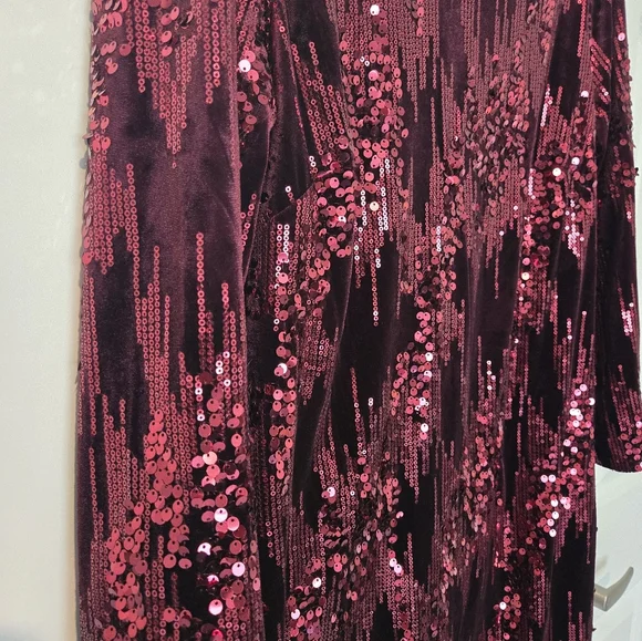 Red Velvet Sequin Cocktail Dress - Picture 5 of 8